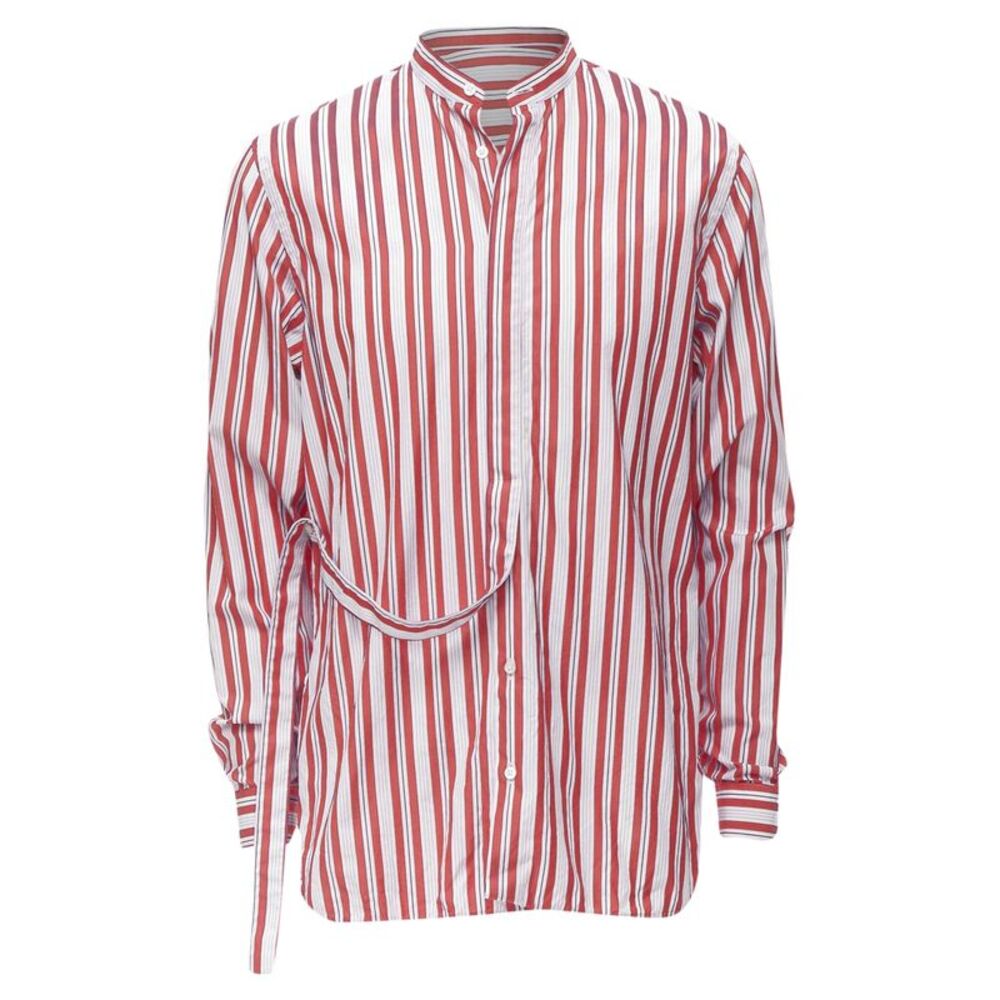 Jil Sander cotton red vertical stripes deconstructed shirt